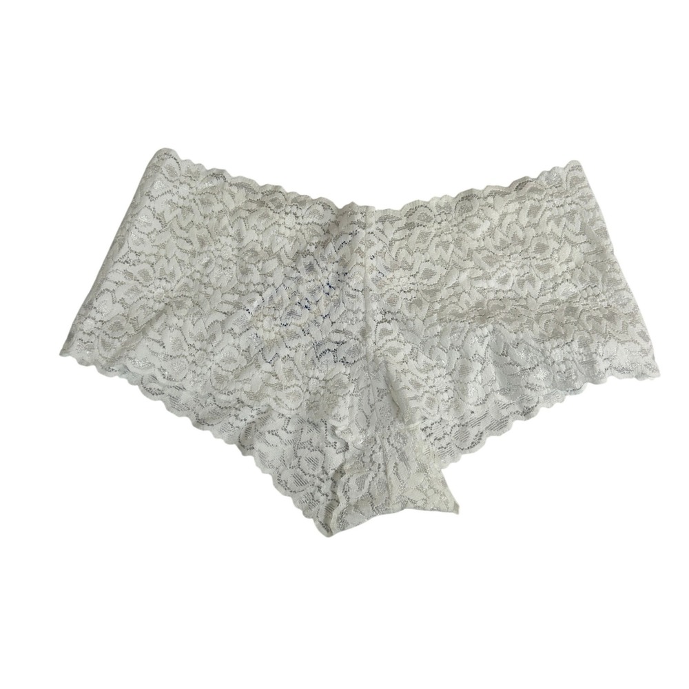 Zuliana VTG White Floral Lace Boyshort Panties Size L NWT Made in Brazil New